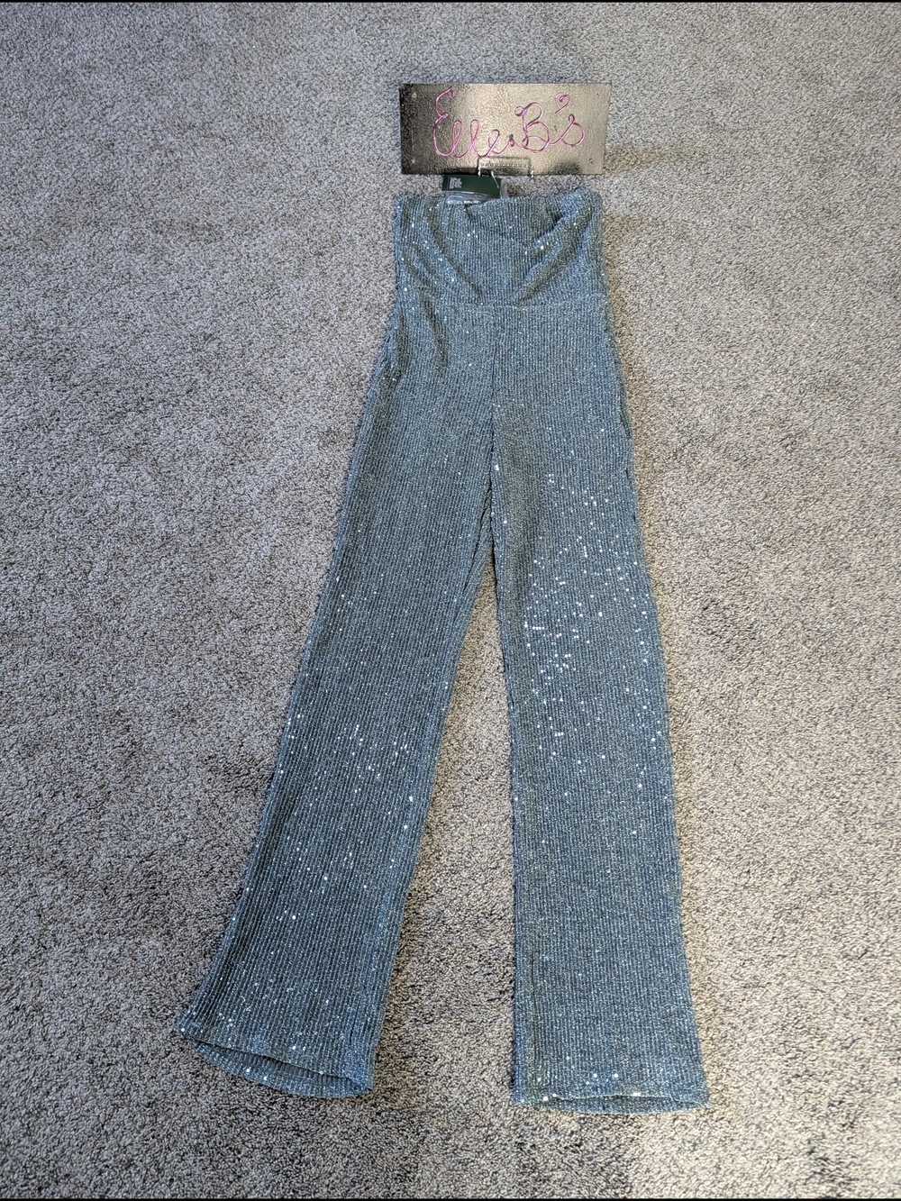 Nwt wild fable Silver Blue Sequin Strapless  Jumpsuit Xs